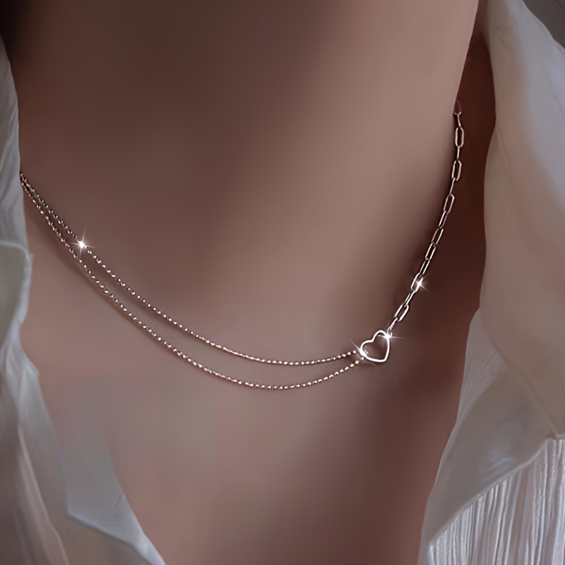 Double Layered Heart Pendant Necklace Hypoallergenic Sexy Style Thanksgiving
